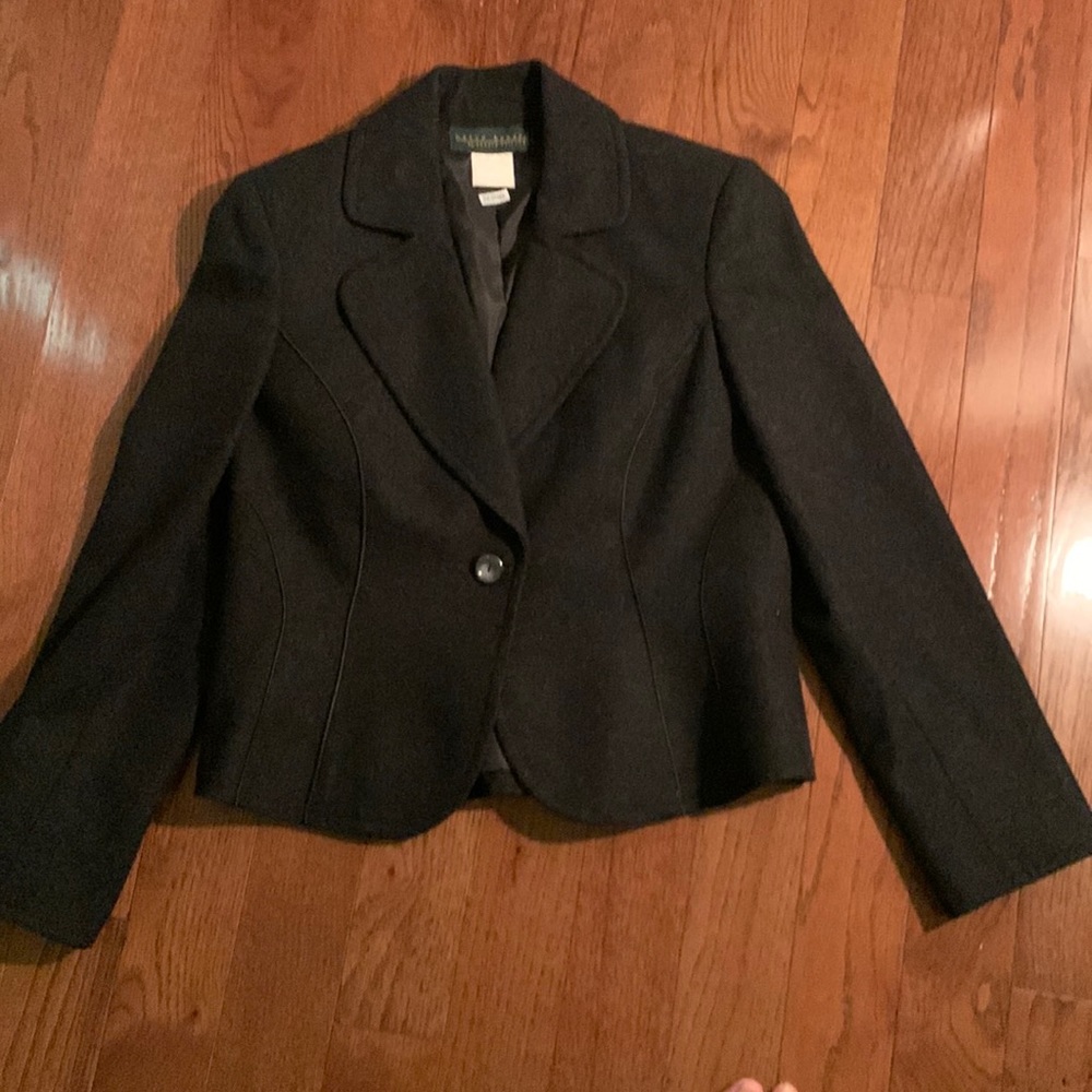 Heather black blazer with piping